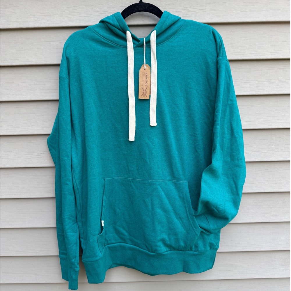 Kangol Mens Teal Green Lightweight Pullover Hoodie Kangaroo Logo NWT